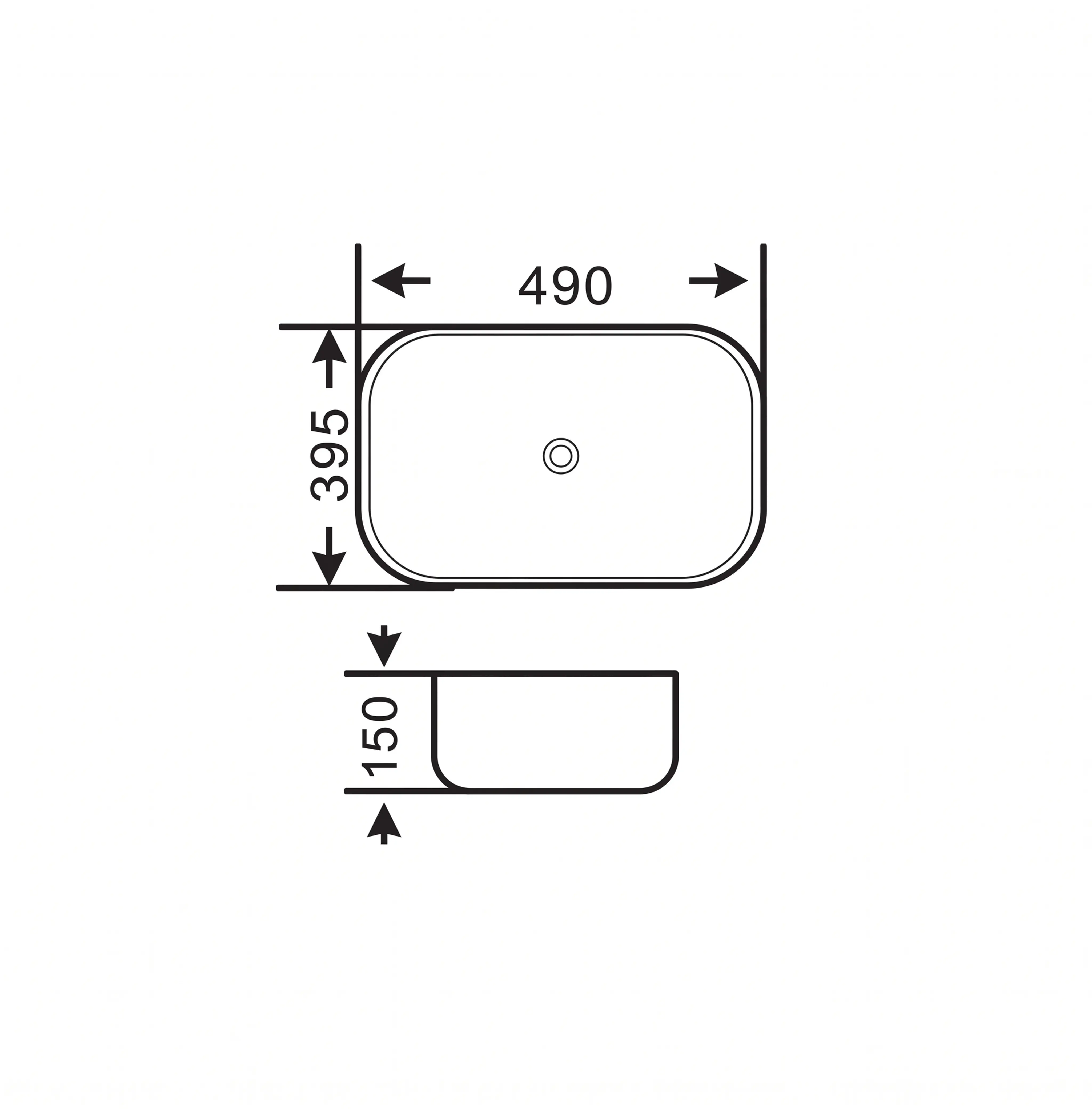 Above Counter Basin 490*395*150mm