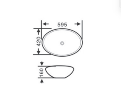 Above Counter Basin 595*420*160 - Matte White