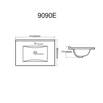 Vanity Ceramic Top with Undermount Basin 610-1510mm
