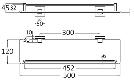 Glass Shelf 500*120mm