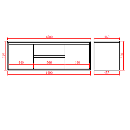 PVC Wall-Mounted Vanity Cabinet 600-1500mm