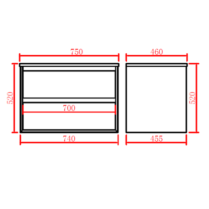 PVC Wall-Mounted Vanity Cabinet 600-1500mm