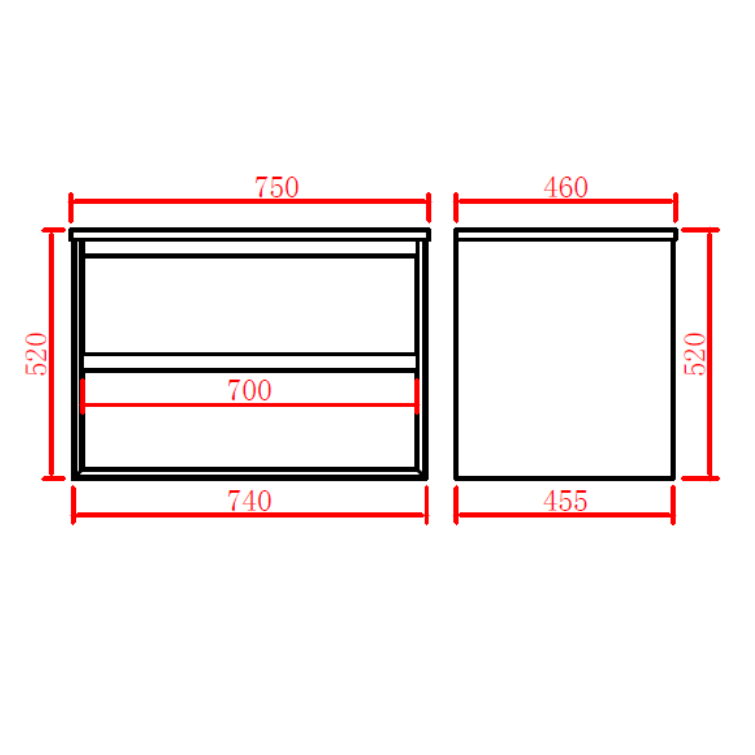 PVC Wall-Mounted Vanity Cabinet 600-1500mm