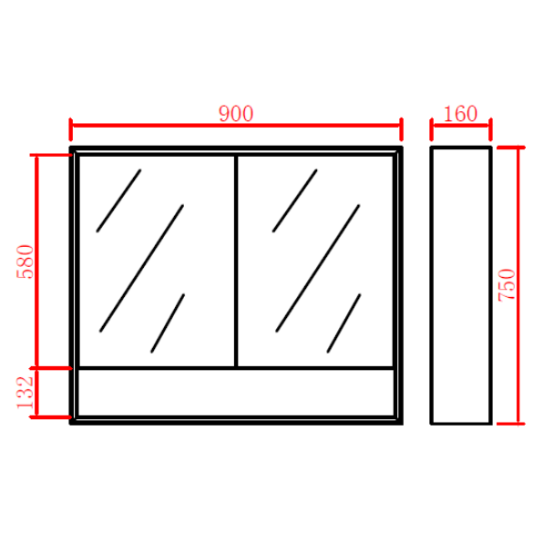 PVC Shaving Cabinet – Modern Bathroom Storage 600–1500mm