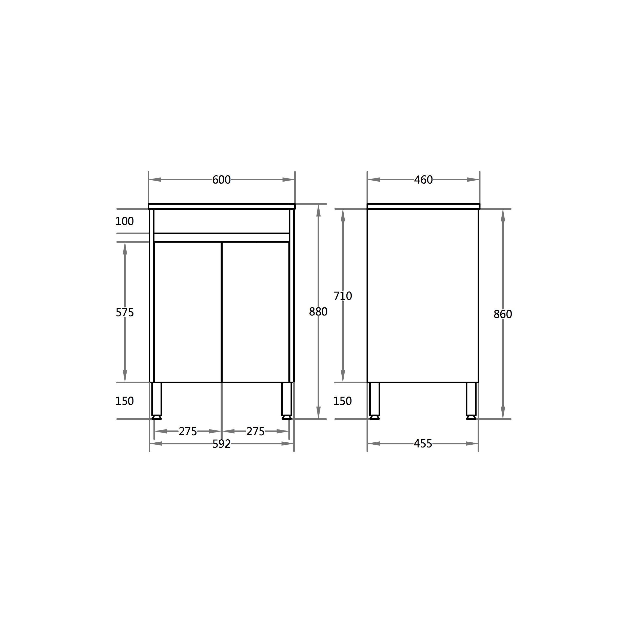 PVC Leg Vanity 600-1790mm