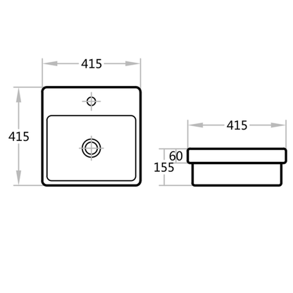 Insert Basin with tap hole 415*415*155mm