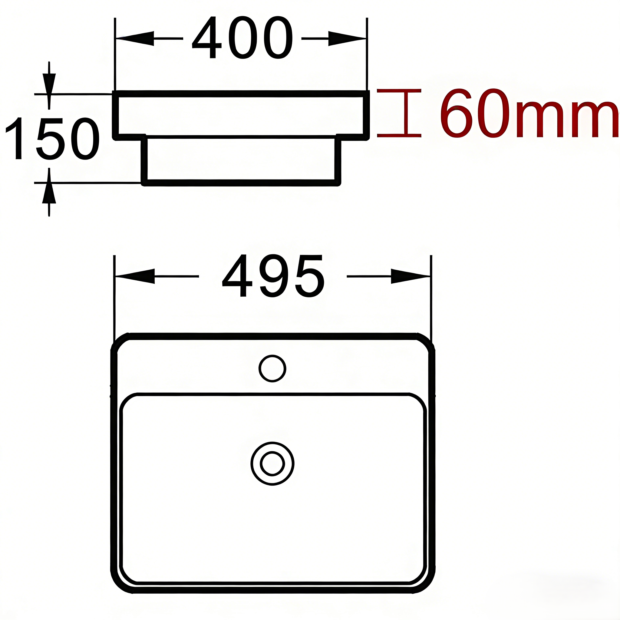 Insert Basin with tap hole 495*400*150mm