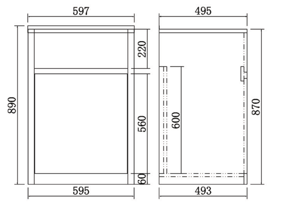 Stainless Laundry Sink with PVC cabinet 385-597mm PPLT390 /455 /600