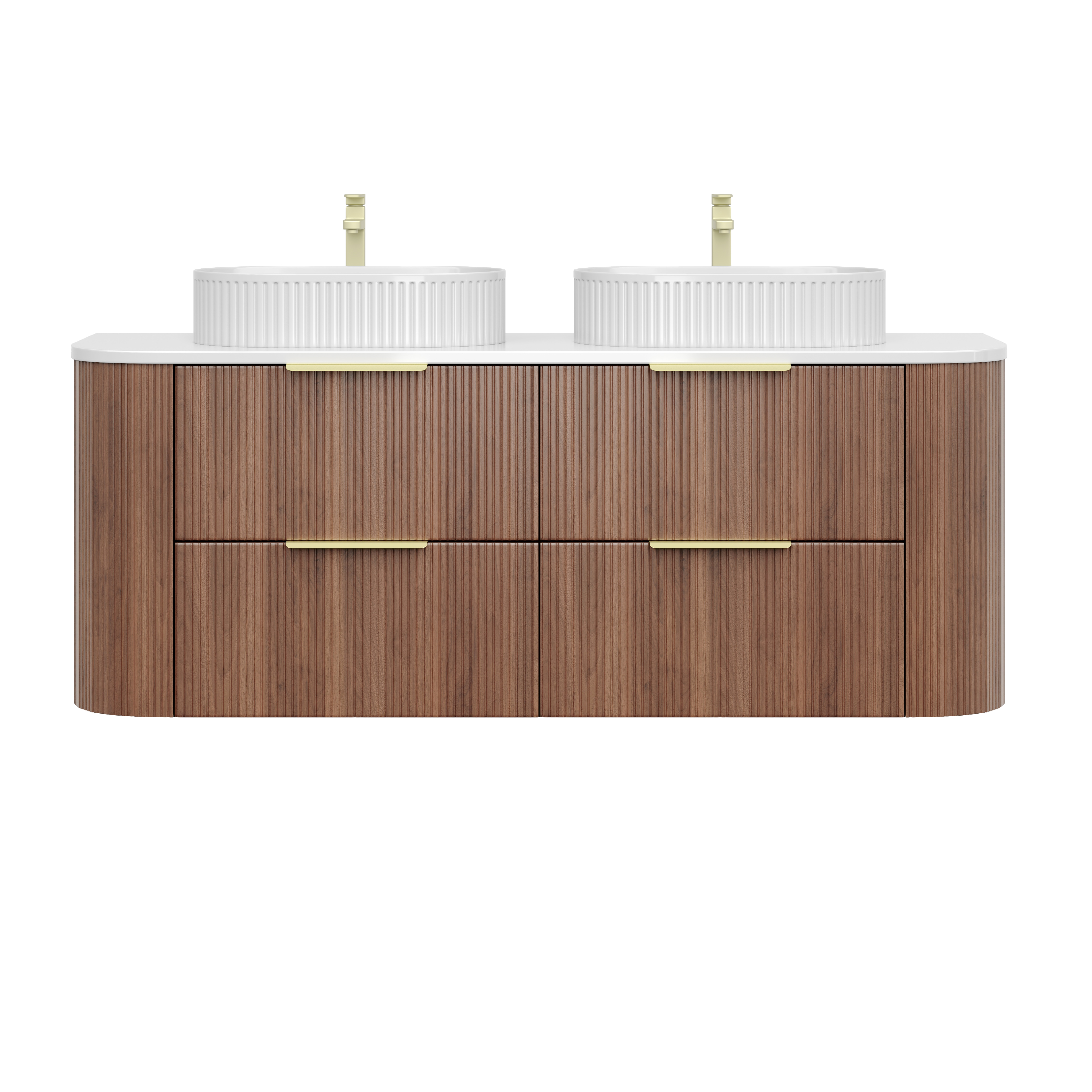 CETO Artis Wall-Hung PVC fluted Curved Cabinet with Soft-Close Drawers 1200-1500mm ART1200W /ART1220W /ART1500W /ART1550W-D-CO/PO/WAL