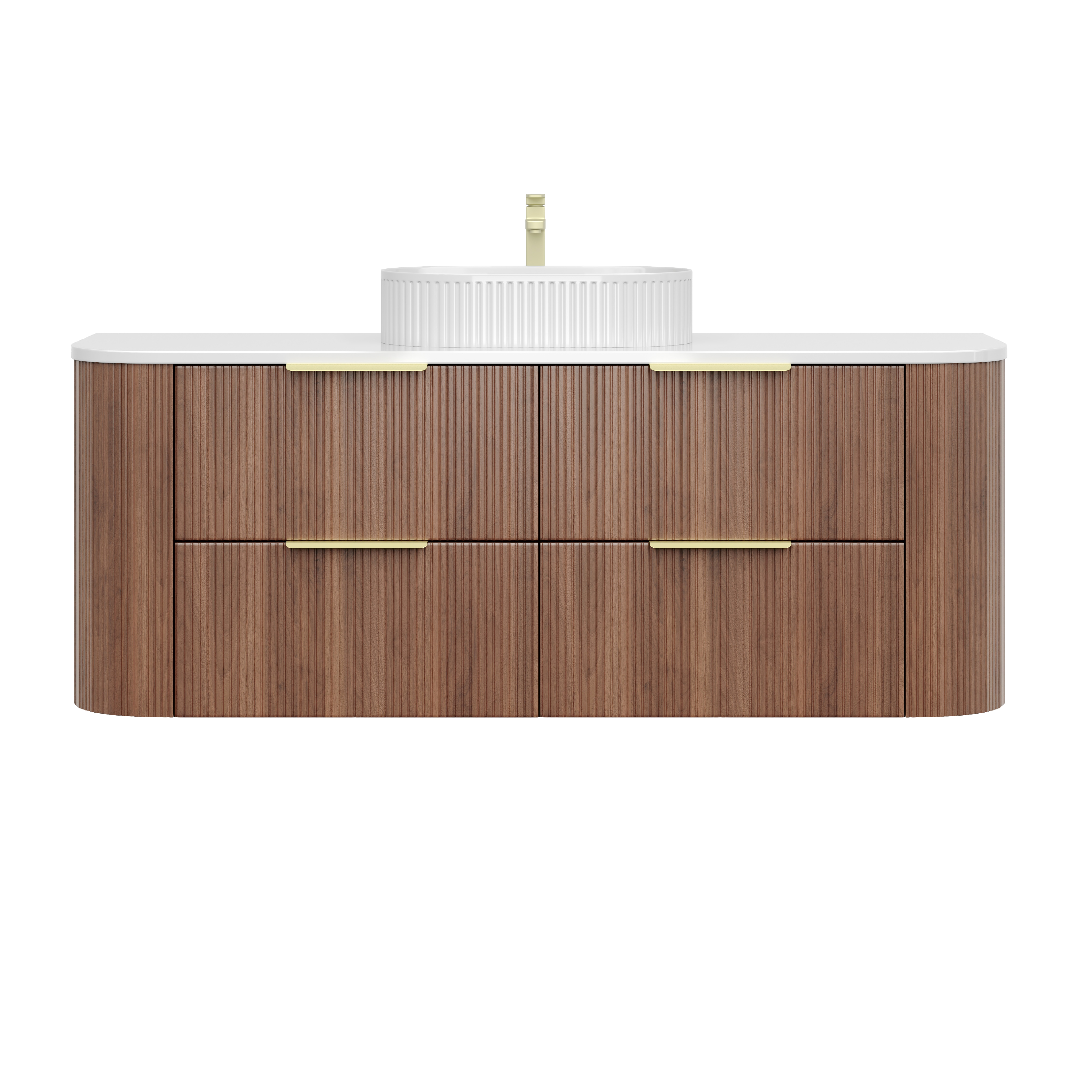 CETO Artis Wall-Hung PVC fluted Curved Cabinet with Soft-Close Drawers 1200-1500mm ART1200W /ART1220W /ART1500W /ART1550W-D-CO/PO/WAL