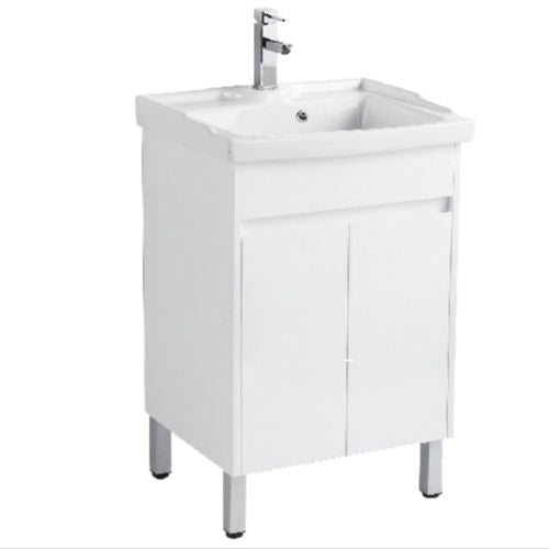 PVC cabinet with ceramic laundry sink with Soft closing doors 610*480*880mm