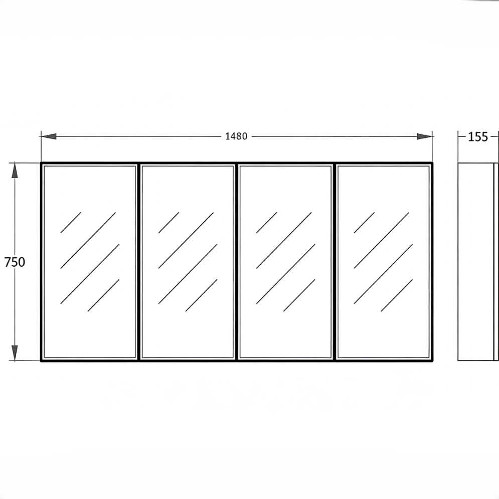 PVC Shaving Cabinet – Modern Bathroom Storage 450–1500mm