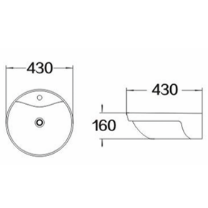 Semi Recess Basin 430*430*160mm
