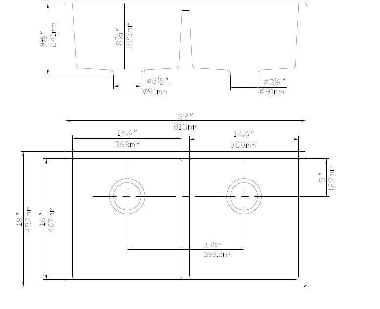 Quartz Undermount Kitchen Sink 813*457*241mm