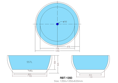 Ravina Freestanding Bathtub 1300*1300*580mm