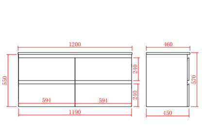 PVC Wall-Mounted Basin 590-1500mm (Luxern)