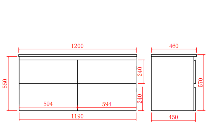 PVC Wall-Mounted Basin 590-1500mm (Luxern)