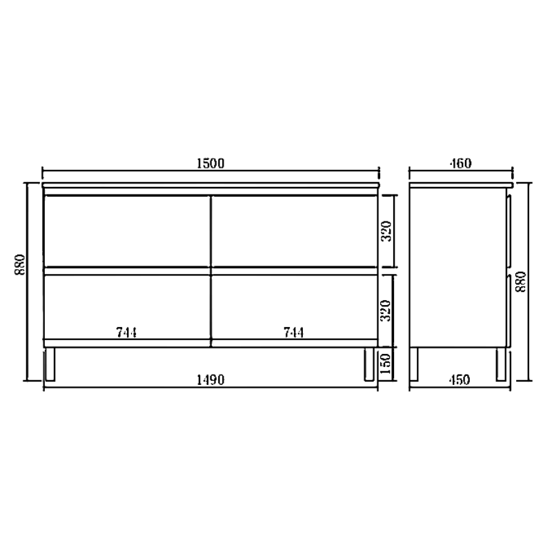 Leg Vanity Cabinet (PVC Material) 590-1500mm