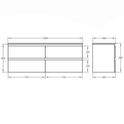 PVC Wall-Mounted Basin  590-1500mm