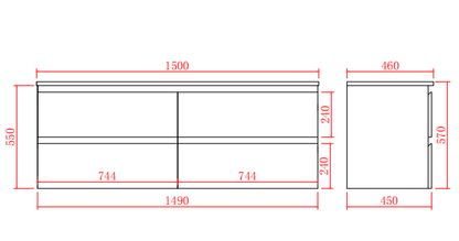 PVC Wall-Mounted Basin 590-1500mm (Luxern)