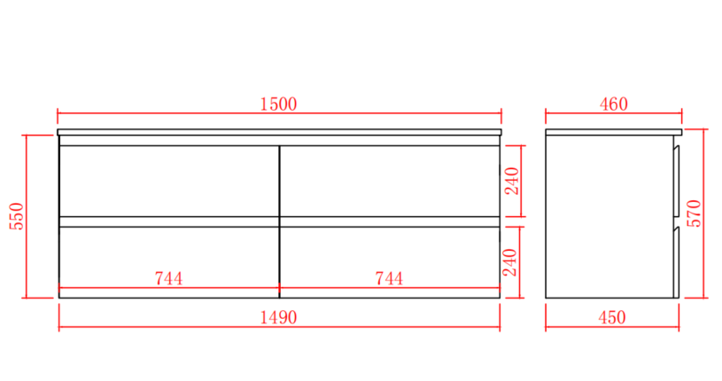 PVC Wall-Mounted Basin 590-1500mm (Luxern)