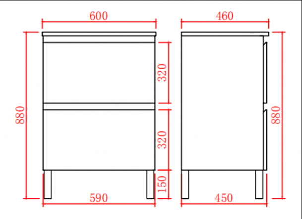 Vita Flux PVC Cabinet 600-900mm