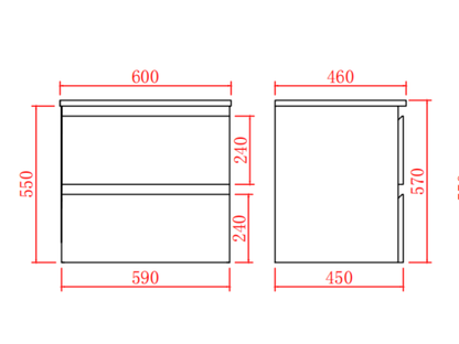 PVC Wall-Mounted Basin 590-1500mm (Luxern)