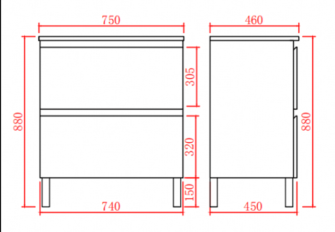 Vita Flux PVC Cabinet 600-900mm