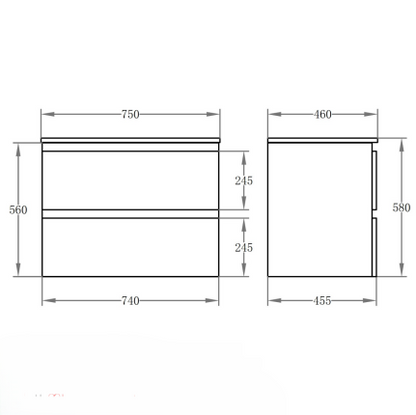 PVC Wall-Mounted Basin  590-1500mm