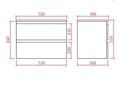 PVC Wall-Mounted Basin 590-1500mm (Luxern)