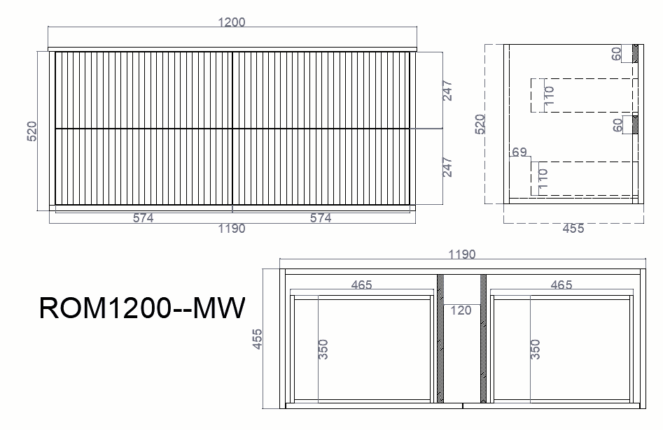 VITO ROCCA Wall Hung PVC  Cabinet with Soft closing  drawers 600-1500mm