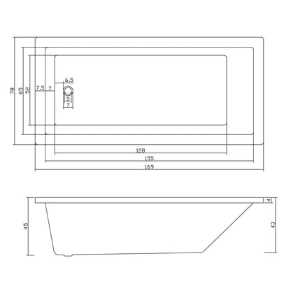 Sandy drop-in Bath 1690*780*450mm