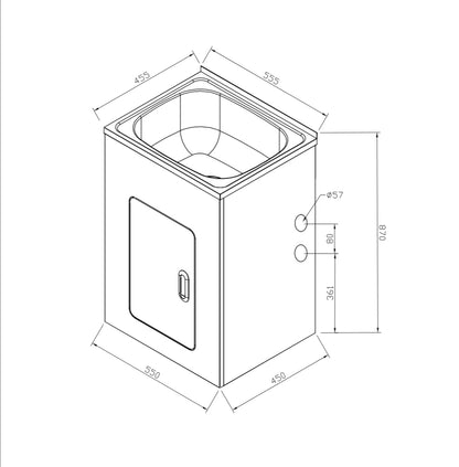 Stainless Steel Laundry Tub 305-600mm SLT305 /SLT390 /SLT455 /SLT5039 /SLT555 /SLT600