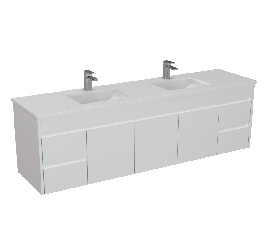 Wall Hung White Polyurethane PVC Standard Vanity 600-1800mm