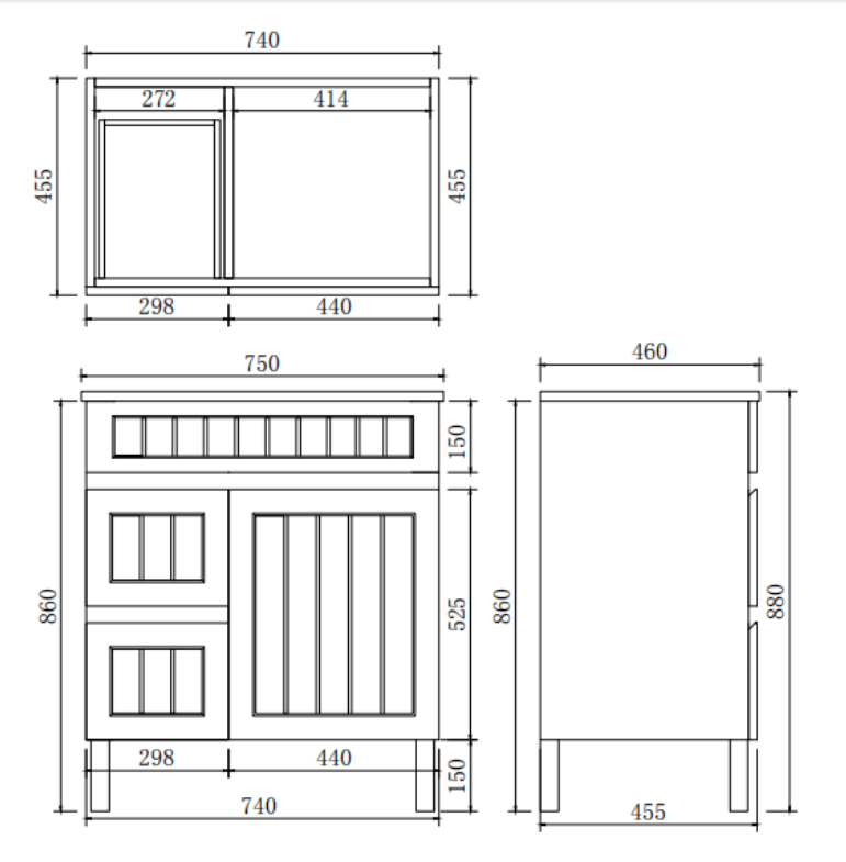 Timbercraft Wall-Mounted  VANITY 600/750/900mm