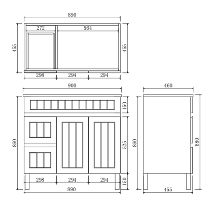 Timbercraft Wall-Mounted  VANITY 600/750/900mm