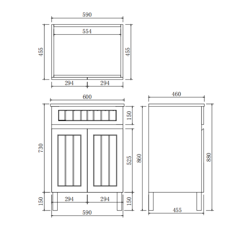 Timbercraft Wall-Mounted  VANITY 600/750/900mm