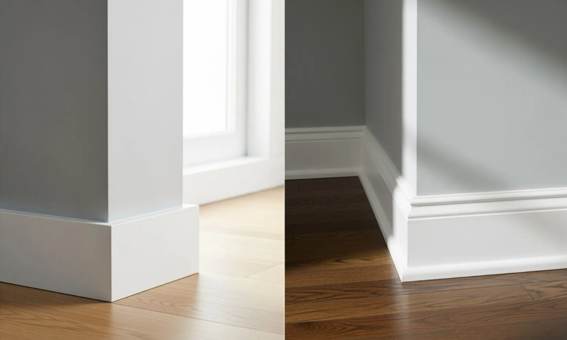 Baseboard Molding, Skirting Board, Durable Polimer Floor Moulding(White)