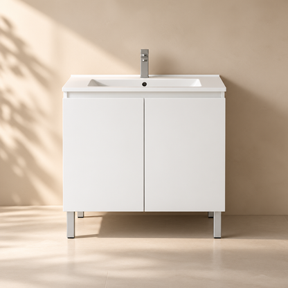 Slim Freestanding Vanity with Legs 750*360*860mm(Double-Door) (Luxern)