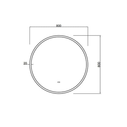 LED Backlit Mirror with Acrylic Strip Smart Touch Free Controls 600-800mm UL600/700/800BM-AC