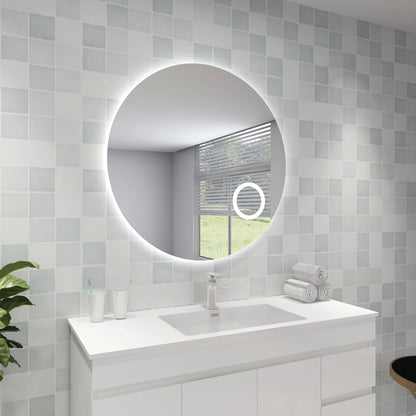 Luna Backlit LED Mirror With Magnifier Smart Touch Free Controls 900*900mm UL900BMM