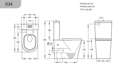 Alora Tornado Flush Back To Wall Rimless Toilet Suite 655*385*840mm