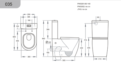 Dune Tornado Flush BTW Rimless Toilet Suite 655*385*840mm