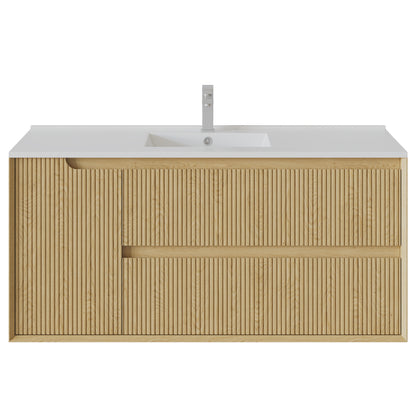 Brooklyn Fluted Wall Hung Vanity with Right Drawers 1190*455*550mm