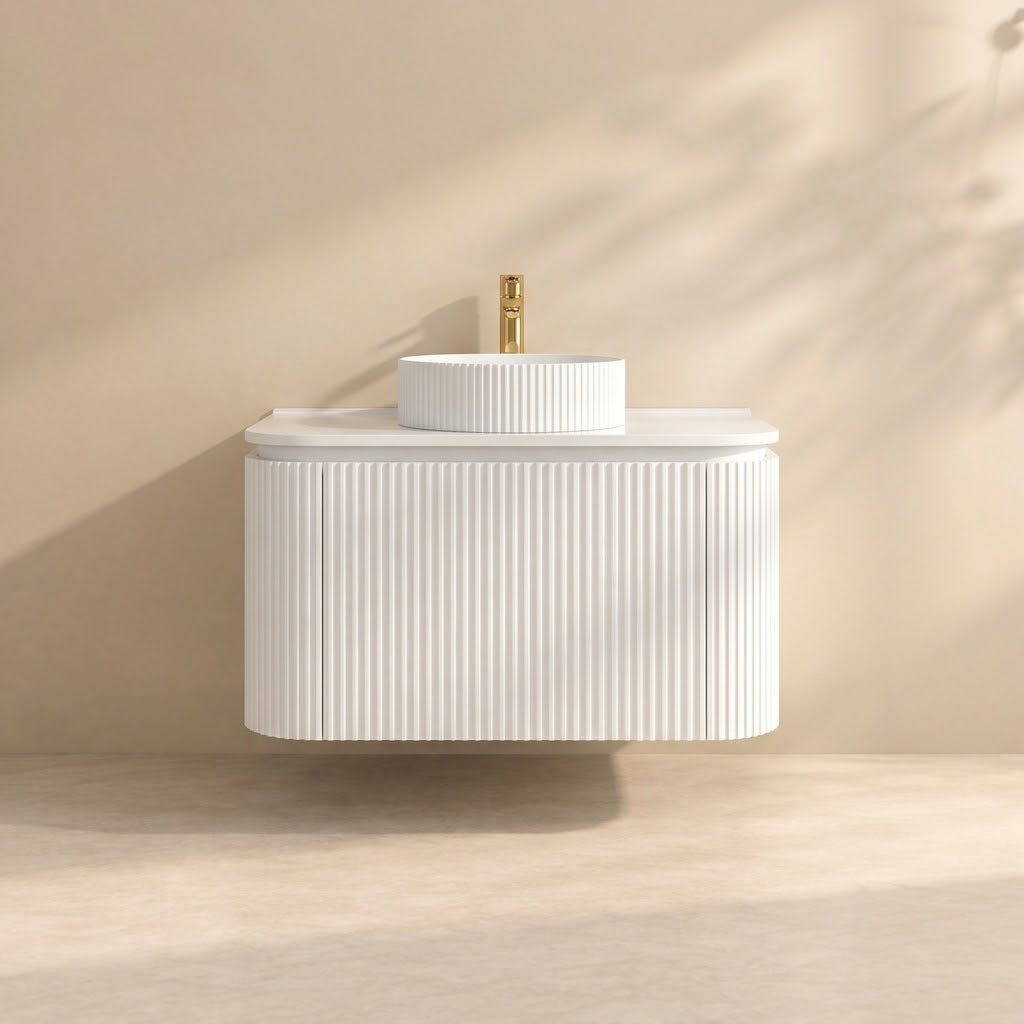 VITO NOOSA Fluted Curved Vanity with Side Drawers 600/750/900mm