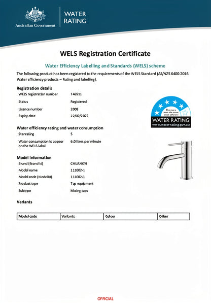 Kitchen Round Tall Basin Mixer Tap 6L/Min