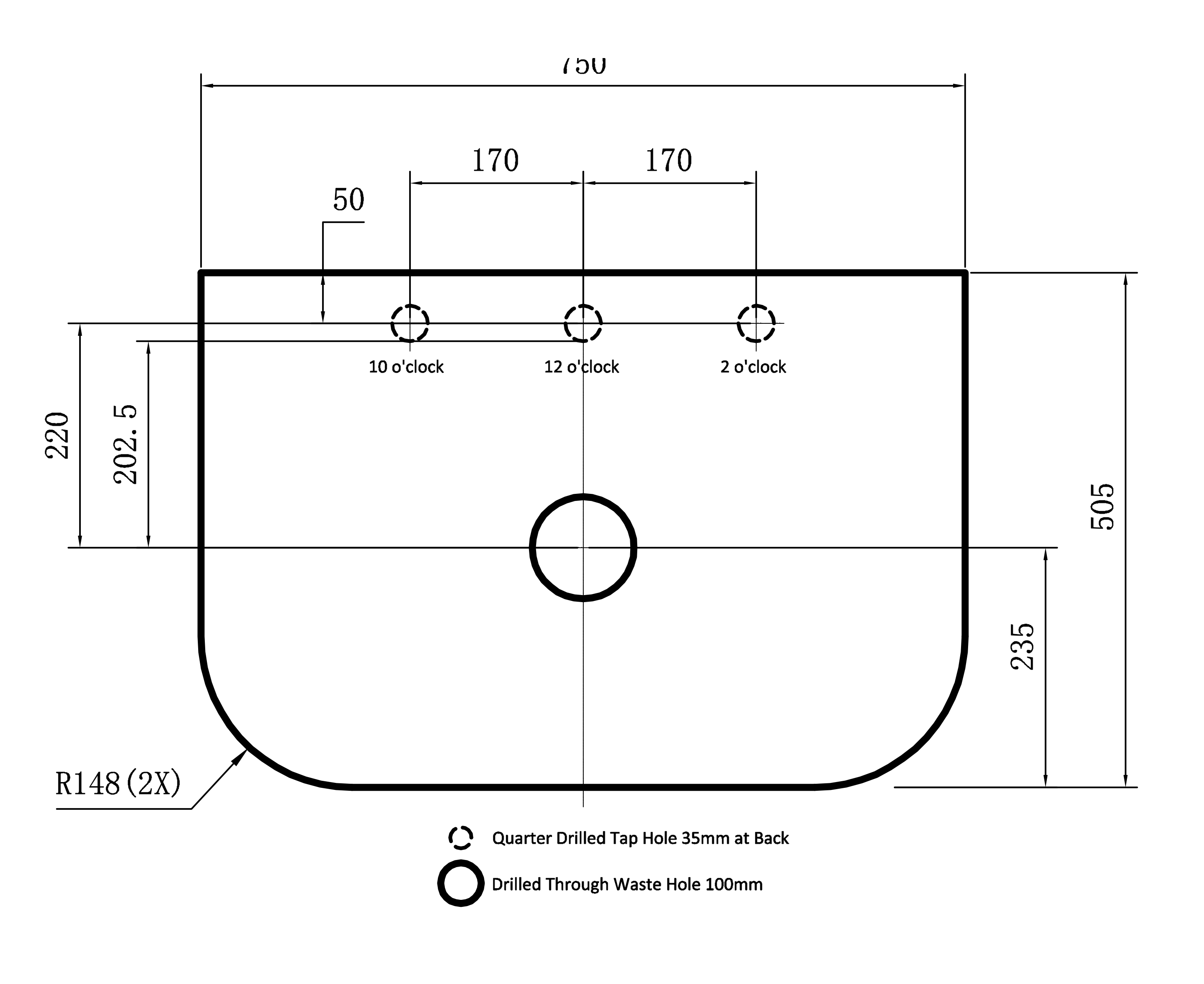 Arcadia Standard Wall-Mounted Vanity 740*493*470mm Matte Black