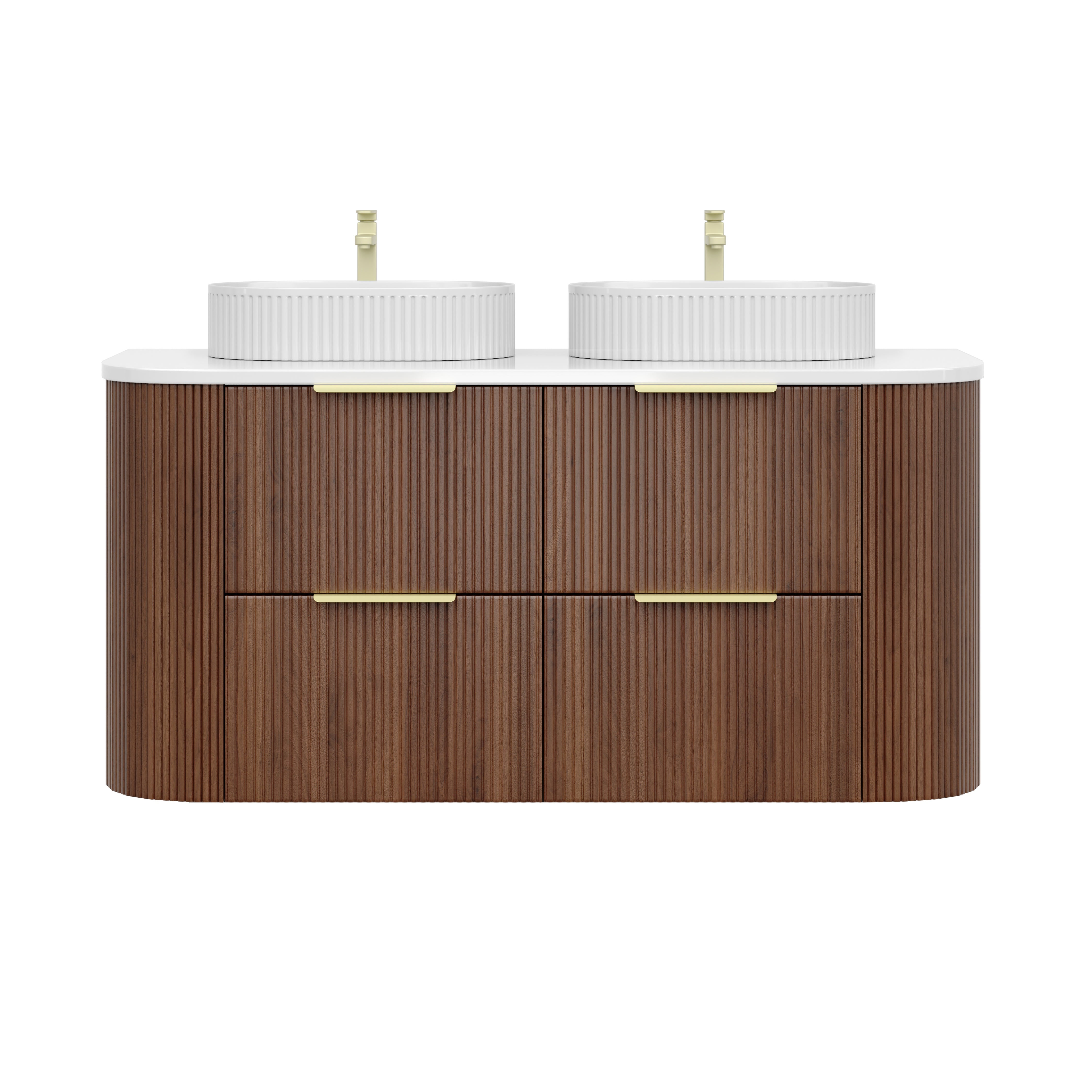 CETO Artis Wall-Hung PVC fluted Curved Cabinet with Soft-Close Drawers 1200-1500mm ART1200W /ART1220W /ART1500W /ART1550W-D-CO/PO/WAL