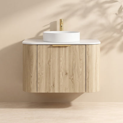 Wall-Mounted  PVC Fluted Curved Cabinet with Inner Drawers 600-900mm