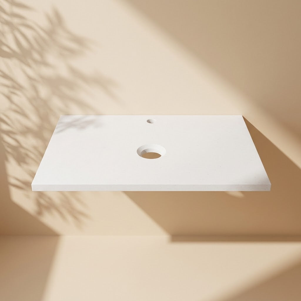 White Cystlized Stone Top 600-1800mm